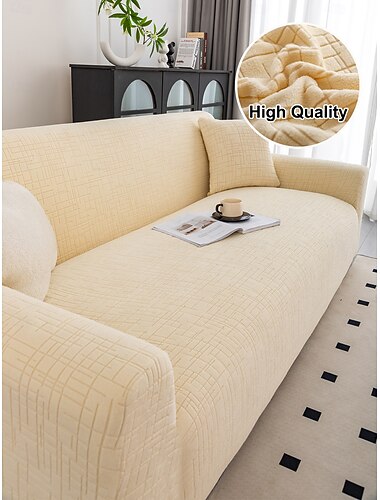  Copridivano elastico jacquard resistente all'usura, 1 pezzo, tinta unita, universale, antiscivolo, spesso, per tutte le stagioni, adatto per divani a L e a 1/2/3/4 posti