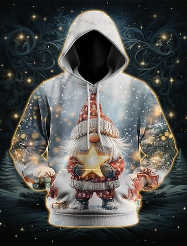  Weihnachten Kapuzensweatshirt Weihnachtsmann Fronttasche Grafik Neuartige Komisch für Paar Herren Damen Erwachsene 3D-Druck  für Weihnachten Karneval Neujahr Party