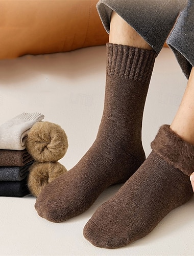  Damen Unisex Strümpfe Dicke warme Wintersocken Outdoor Täglich Einfarbig Gestrickt Vlies Basic Klassisch Lässig Warm 1 Paar