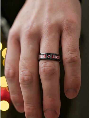  Herenring van roestvrij staal met Keltisch patroon, stijlvolle veelkleurige bandsieraad met ingelegde steen, duurzaam modeaccessoire, uniek kerstcadeau voor feestjes en dagelijks gebruik