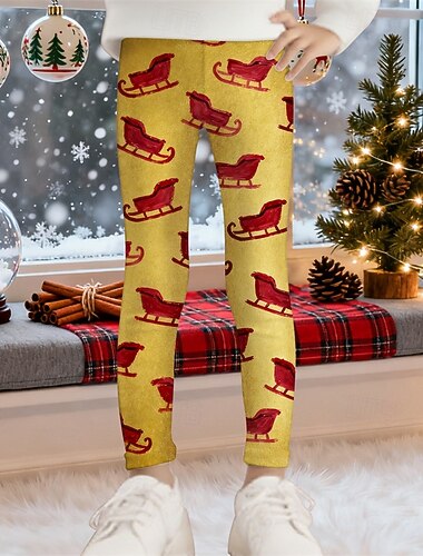 Новогодняя тематика Девочки 3D Графика Брюки Леггинсы Весна Осень Симпатичные Стиль Классический Дети 4-12 лет на открытом воздухе Повседневные Стандартный   Новогодняя тематика Девочки 3D Графика Брюки Леггинсы Весна Осень Симпатичные Стиль Классический Дети 4-12 лет на открытом воздухе Повседневные Стандартный