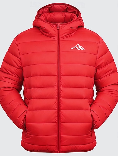 Herre Grafisk Fjell Vinterfrakk Dunjakke Pufferjakke Hold Varm Regn-sikker Lettvekt Fritid utendørs Daglig Polstret, quiltet hettejakke Høst Vinter Langermet Svart Rød Kongeblå   Herre Grafisk Fjell Vinterfrakk Dunjakke Pufferjakke Hold Varm Regn-sikker Lettvekt Fritid utendørs Daglig Polstret, quiltet hettejakke Høst Vinter Langermet Svart Rød Kongeblå