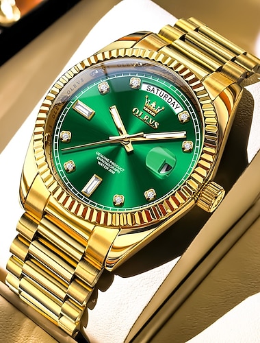  Relógio Mecânico Masculino OLEVS Luxo Moda Relógio de Negócios Luminosa Calendário À Prova D'Água Pulseira de Aço Inoxidável
