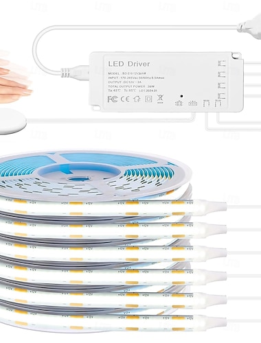 COB LED-remsljuskit DC12V 6 st 3,3 fot självhäftande LED-lampa parallell med dimbar touchsensorbrytare LED-ljusremsa för träskivor väggpaneler heminredning under skåp ljusremsa   COB LED-remsljuskit DC12V 6 st 3,3 fot självhäftande LED-lampa parallell med dimbar touchsensorbrytare LED-ljusremsa för träskivor väggpaneler heminredning under skåp ljusremsa