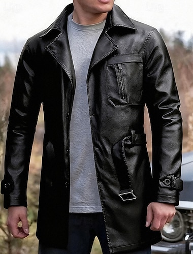  Per uomo Giacca in Ecopelle Giacca da Biker Giacca da Moto Vacanza Quotidiano Antivento Caldo Tasca Primavera Autunno Semplice Moda Classico Bavero Regolare Nero Caffè Giacca