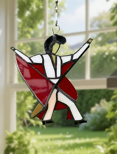  Vzor tančícího krále, ručně vyrobená barevná kinetická akrylová závěsná dekorace s kolébkou, lapač slunečního světla, memphisská melodie, kolébka na zahradu, verandu, dekorace na okno.