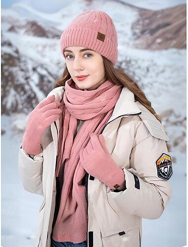  Unisex-Weihnachtsset mit Mütze, Schal und Handschuhen mit Touchscreen-Handschuhen, mehrere Farben, perfekt für Wintermode und als Weihnachtsgeschenk