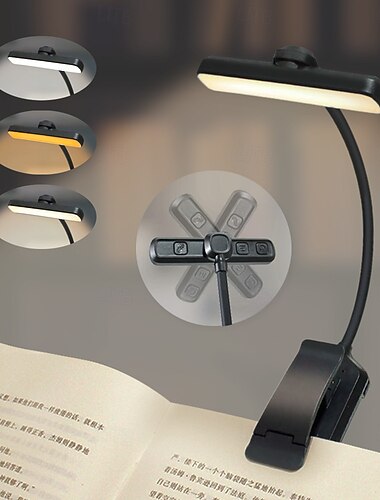 3 färger LED-klämma på boklampa USB-uppladdningsbar läslampa ljus bärbar läsboklampa sovrum nattlampa   3 färger LED-klämma på boklampa USB-uppladdningsbar läslampa ljus bärbar läsboklampa sovrum nattlampa