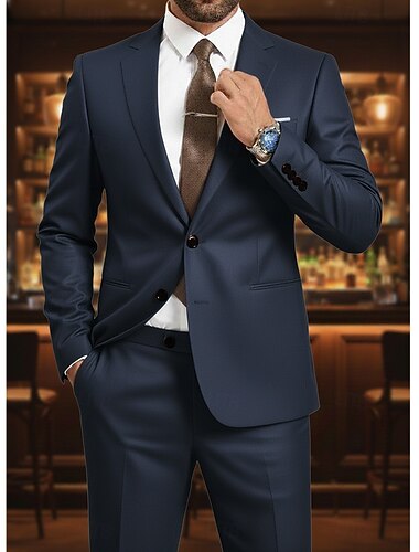 Masculino Casamento Casual Ternos de negócios Lapela Chanfrada Preto Vinho Formal Cor Sólida Fino Conjunto de 2 peças Comum 2 Botões   Masculino Casamento Casual Ternos de negócios Lapela Chanfrada Preto Vinho Formal Cor Sólida Fino Conjunto de 2 peças Comum 2 Botões