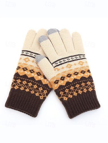  Julhandskar med pekskärm för män – varma fleecefodrade handskar med nordisk stickad design – flerfärgade alternativ – perfekta för julklappar och vinteraktiviteter