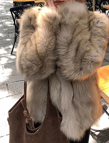  Γυναικεία Χειμερινό παλτό Παλτό Faux Fur Διατηρείτε Ζεστό Άνετο Κουμπιά Καθημερινό Δετοβαμένο Διακοπές Εξόδου Σαββατοκύριακο Μακρύ Όρθιος Γιακάς Κανονικό Μακρυμάνικο Εξωτερικά ενδύματα Καφέ Γκρίζο