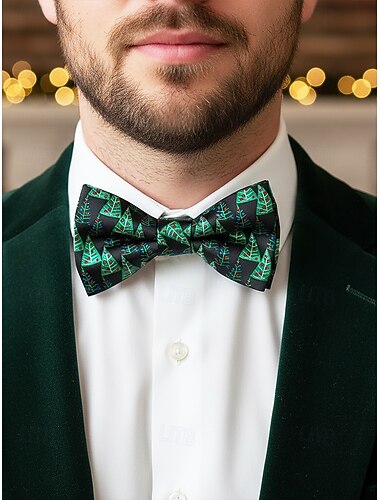  Julesløyfer til herre – festlig polyestermateriale, design med julenisse, juletre og sukkerstang til høytidsfester og spesielle anledninger