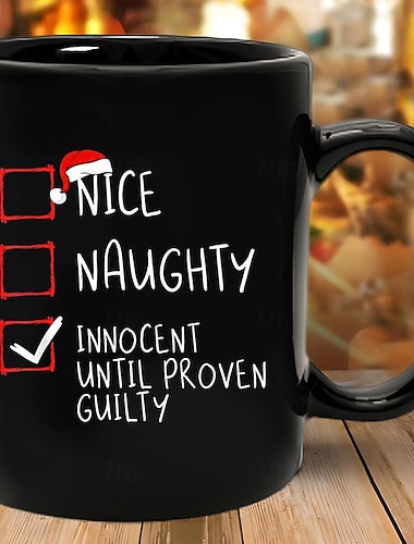  クリスマス 面白いギフト マグカップ ブラック クリスマス コーヒーカップ マグカップ 330ml/12オンス 陶器カップ レトロ ヴィンテージ デザイン