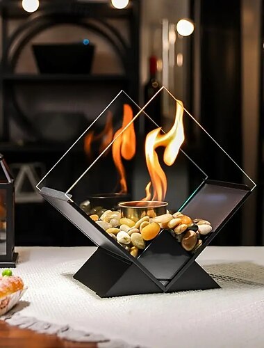 Diamant bordseldskål, bärbar bordskamin, rent brinnande bioetanol, ventilationsfri spis för inomhus- och utomhusterrasser, fester och evenemang   Diamant bordseldskål, bärbar bordskamin, rent brinnande bioetanol, ventilationsfri spis för inomhus- och utomhusterrasser, fester och evenemang