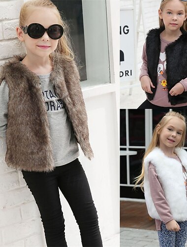 Дети Девочки Жилет из искусственной замши Жилет Пальто Сплошной цвет Нейтральный Сохраняет тепло Школа Пальто Верхняя одежда 4 года + Осень Черный Белый Коричневый   Дети Девочки Жилет из искусственной замши Жилет Пальто Сплошной цвет Нейтральный Сохраняет тепло Школа Пальто Верхняя одежда 4 года + Осень Черный Белый Коричневый