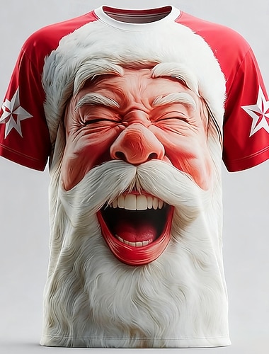  Natale Per uomo Babbo Natale 3D Maglietta Manica Corta maglietta Stampa 3D Girocollo Camicia Quotidiano Designer Artistico Vacanza Feste Streetwear Rosso 3 Rosso Rosso 2 Tutte le stagioni