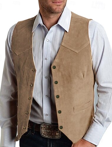  Homme Gilet Vacances du quotidien Fête de Mariage Rendez-vous Mode Décontractées Printemps Automne Boutons Poche Nylon Confortable Plein Droit 1 bouton Col V Standard Noir Marron clair Café Gris Gilet
