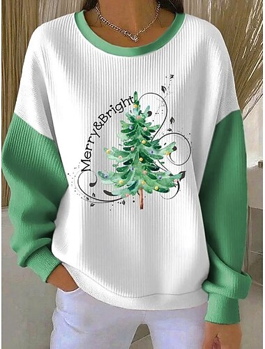 Damen Pullover Grafik Weihnachtsbaum Warm Klassisch Lässig Langarm Rundhalsausschnitt Rundhals Normale Oberteile Heim Straße Alltagskleidung Druck Rote Grün Herbst Winter   Damen Pullover Grafik Weihnachtsbaum Warm Klassisch Lässig Langarm Rundhalsausschnitt Rundhals Normale Oberteile Heim Straße Alltagskleidung Druck Rote Grün Herbst Winter