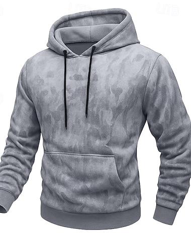  Hombre Sudadera Sudadera Con Capucha Sudadera con capucha de lana Sudadera con capucha de camuflaje Negro Blanco Verde Ejército Caqui Gris Con Capucha Plano Color Camuflaje Retazos Bloque de Color