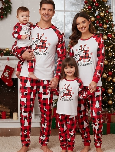 familj Jul Jul familjepyjamas Pyjamas Familjeset Grafisk Rutig Hjort Hem Mönster Rubinrött Långärmad Dagligen Matchande kläder   familj Jul Jul familjepyjamas Pyjamas Familjeset Grafisk Rutig Hjort Hem Mönster Rubinrött Långärmad Dagligen Matchande kläder