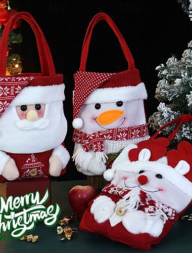  1 stück weihnachten stricken lagerung tasche weihnachten santa claus schneemann rudolph candy tasche geschenk taschen mit griff heiligabend &Weihnachtsgeschenke - Weihnachtsparty-Dekorationen!