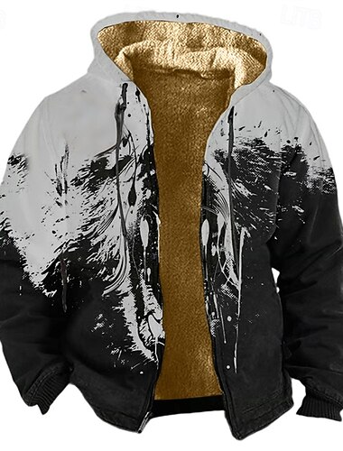  Homme Graphique Sweat à capuche Veste Mode Streetwear Occasionnel manche longue À capuche Extérieur Sport en Plein Air Sortir Gris Avec Poches Imprimé Toison Hiver Designer S M L XL 2XL 3XL