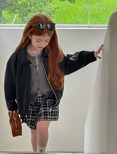 Παιδιά Κοριτσίστικα Μαύρο δερμάτινο μπουφάν Jachetă Συμπαγές Χρώμα Μοντέρνα Φερμουάρ Τσέπη ΕΞΩΤΕΡΙΚΟΥ ΧΩΡΟΥ Παλτό Εξωτερικά ενδύματα 4 έτη + Φθινόπωρο Μαύρο   Παιδιά Κοριτσίστικα Μαύρο δερμάτινο μπουφάν Jachetă Συμπαγές Χρώμα Μοντέρνα Φερμουάρ Τσέπη ΕΞΩΤΕΡΙΚΟΥ ΧΩΡΟΥ Παλτό Εξωτερικά ενδύματα 4 έτη + Φθινόπωρο Μαύρο