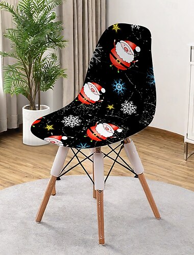  Pokrowiec na krzesło i stołek z motywem muszli świątecznej, geometryczny pokrowiec z poliestru, dekoracyjny ochraniacz na krzesło do domu lub biura