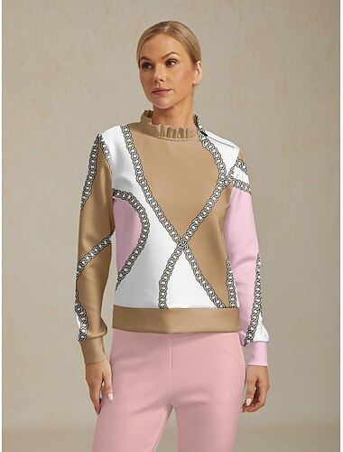  Dame Genser for genser Hvit Langermet Topper Dame golfantrekk Klær Antrekk Bruk klær