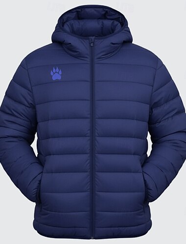  Herren Grafik Fußabdruck / Pfote Wintermantel Daunenjacke Thermowarm Regenfest Leicht Lässig Outdoor Täglich Wattierte Steppjacke mit Kapuze Herbst Winter Langarm Schwarz Rote Königliches Blau