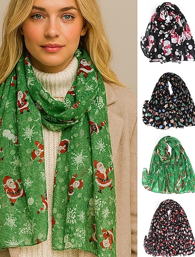  Mulheres Cachecóis Xale Natal Diário Feriado Poliéster Férias Básico Casual Manter Quente 1 pc