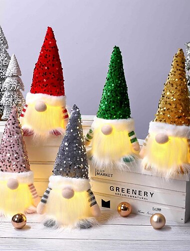  Podświetlane świąteczne krasnale pluszowe dekoracje, świąteczne elfy krasnale szwedzkie pluszowy krasnal tomte - ozdoby na Boże Narodzenie, Święto Dziękczynienia, domowe dekoracje na imprezę dla