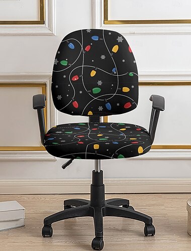  Funda navideña para silla de oficina o taburete, fundas elásticas de poliéster con estampado geométrico para sillas de escritorio, comedor o de oficina en casa.