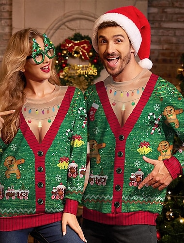 Weihnachten Sweatshirts mit Rundhalsausschnitt Grafik Neuartige Komisch für Paar Herren Damen Erwachsene 3D-Druck  für Weihnachten Karneval Neujahr Leistung   Weihnachten Sweatshirts mit Rundhalsausschnitt Grafik Neuartige Komisch für Paar Herren Damen Erwachsene 3D-Druck  für Weihnachten Karneval Neujahr Leistung