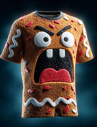  Noël Homme Bonhomme en pain d'épices T-shirt Manche Courte T-shirt Impression 3D Col ras du cou Chemise Quotidien Designer Artistique Vacances Soirée Rue Marron Marron 2 Marron 4 Toutes saisons