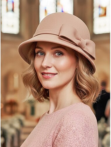 Eleganter und stilvoller Damen-Cloche-Hut aus Polyester mit Schleife, erhältlich in verschiedenen Farben, perfekt für legere und formelle Anlässe.