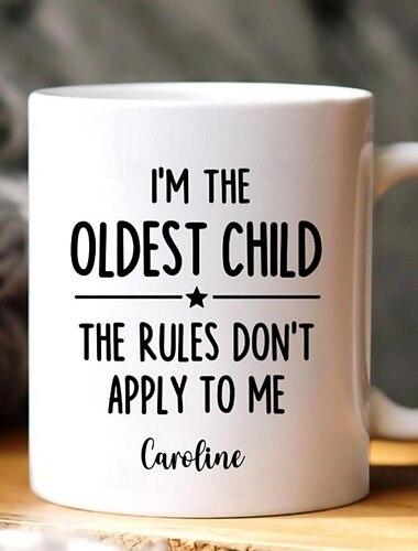  Personlig gavekopp til gammelt barn, keramisk kaffekopp med eget navn, hvem lager reglene, 11/15 oz hvit, bursdag, jul, familie, humor, kaffekopper