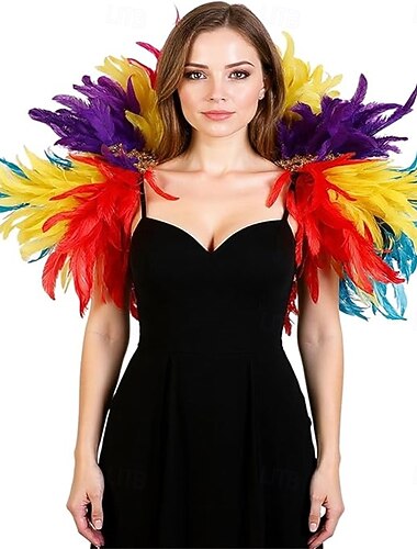  Carnaval 2026 Acessórios Samba do Carnaval do Rio Ombreira de Plumas Coloridas para Mulheres - Vestuário de Festival Rave do Mardi Gras Fantasia de Performance do Brasil