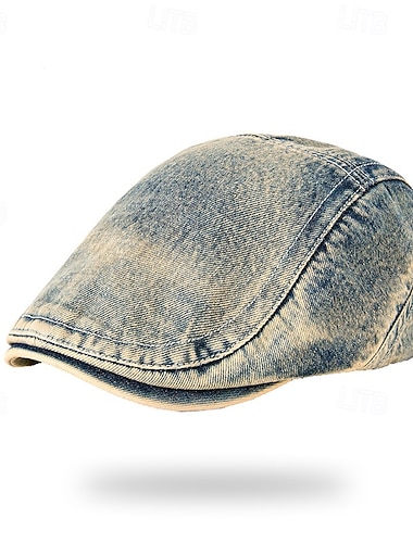  בגדי ריקוד גברים כובע מצחייה שטוח אסקוט כובע כובע ניוזבוי שחור צהוב פּוֹלִיאֶסטֶר ג'ינס אופנתי יום יומי רחוב יומי אחיד מתכווננת קרם הגנה נושם