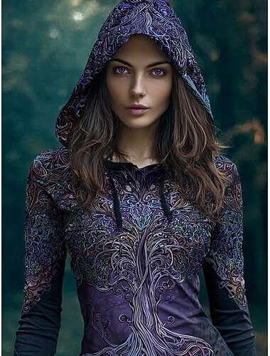  Női Pulóver Hoodie pulóver Grafika Paisley Szüret Alkalmi Boho Hosszú ujj Kapucni Normál felsők Utca Hétköznapi Kollázs Nyomtatott Elülső zseb Világos bíbor Bíbor Khakizöld Tavasz Ősz Tél