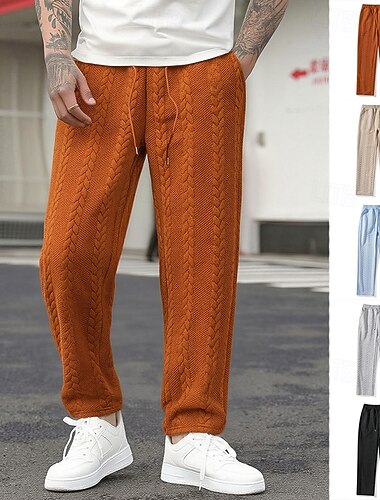 Homme Joggings Pantalons Pantalon de survêtement droit Pantalon de survêtement ouvert en bas Jacquard Cordon de serrage Taille Élastique Uni Respirant Longueur complète Sport en Plein Air Occasionnel