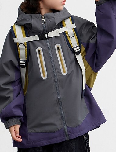  Infantil Para Meninos Jaqueta de Trilha Jaqueta para atividades ao ar livre agasalhos Bloco de cor Manga Longa Patchwork Mantenha Quente Casaco Ao ar livre Esportes Moda Cinza Colorido Outono Inverno