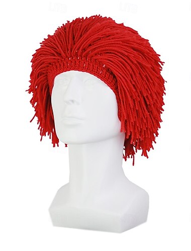  Perruque de carnaval 2026 Rouge Noir Blanc Lisse Court Perruque synthétique de festival Mardi Gras Parade Coiffure de costume de cosplay pour Hommes