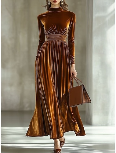  Női Medence Fekete Bor Tél Maxiruha Rakott ruha Születésnap Előírásos Előírásos Normál Sima Magasnyakú