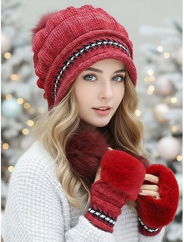  مجموعة قبعات وقفازات محبوكة لعيد الميلاد للنساء، متوفرة بألوان متعددة، مريحة وأنيقة، مثالية للأنشطة الخارجية في الشتاء وهدايا العطلات