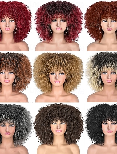  Peruca de Carnaval 2026 Loiro Vermelho Preta Afro Afro Kinky Curto Peruca sintética para festivais Mardi Gras Parada Cabelo para fantasia de cosplay para Feminino