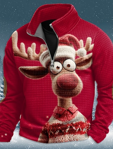  Noël Homme Chaque Sweat à capuche gaufré Sweatshirt Mode Frais Occasionnel street style Col montant Maison Soirée Club Rouge Bleu Zip Up Automne Hiver Designer S M L XL XXL XXXL