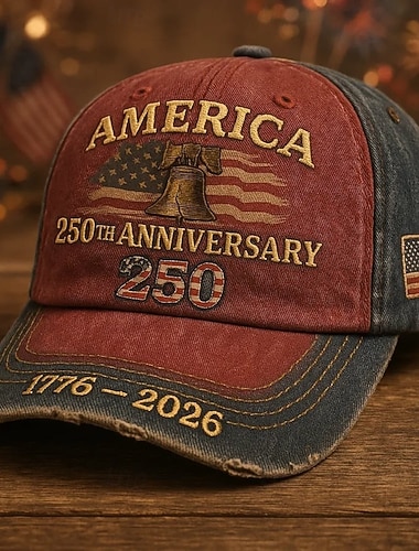  Czapka z haftem na 250. rocznicę Stanów Zjednoczonych, patriotyczna czapka, święto niepodległości, wzór flagi USA, idealny patriotyczny prezent dla mężczyzn i kobiet