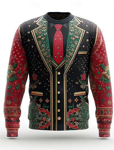  Уродливый рождественский свитер Муж. Новогодние костюмы Пуловер Свитер Вязаная одежда "Круглый вырез ""под горло""" На каждый день Отпуск Повседневные фестиваль Сохраняет тепло Длинный рукав