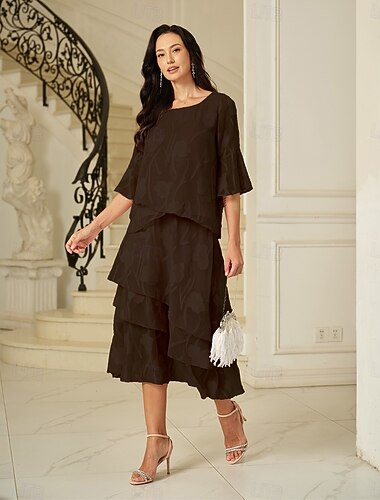  Dames Elegant Midi Medium Taille Rokken Bloemig Kant Ruche Onregelmatige zoom Micro-elastisch Afspraakje Casual / Dagelijks Bruin Lente, Herfst, Winter, Zomer Polyester